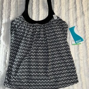 Coco Reef Black and White Geometric Swim Tank Top